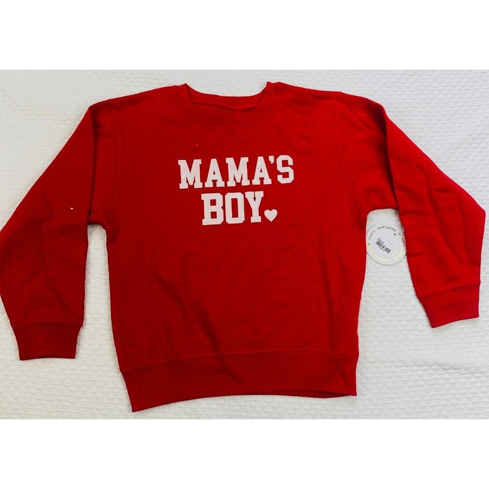 Sweet Wink Sweatshirt Shirt Kids Boys Size 7/8 Red Mama's Boy Long Sleeve Top